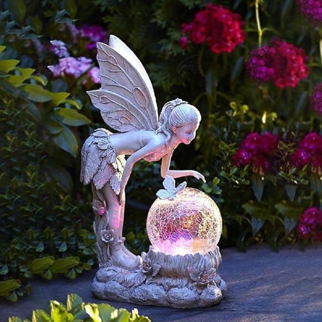 Figurine d'ange de jardin solaire de jardin féerique de décoration extérieure (ESG19996)