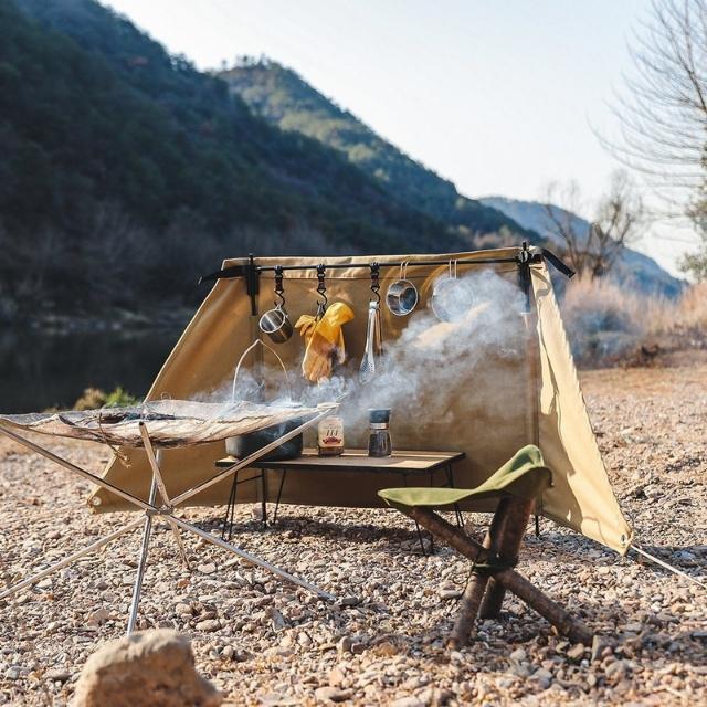 Randonnée en plein air Auto-conduite Cuisine Coupe-vent Camping Toile (ESG15469)